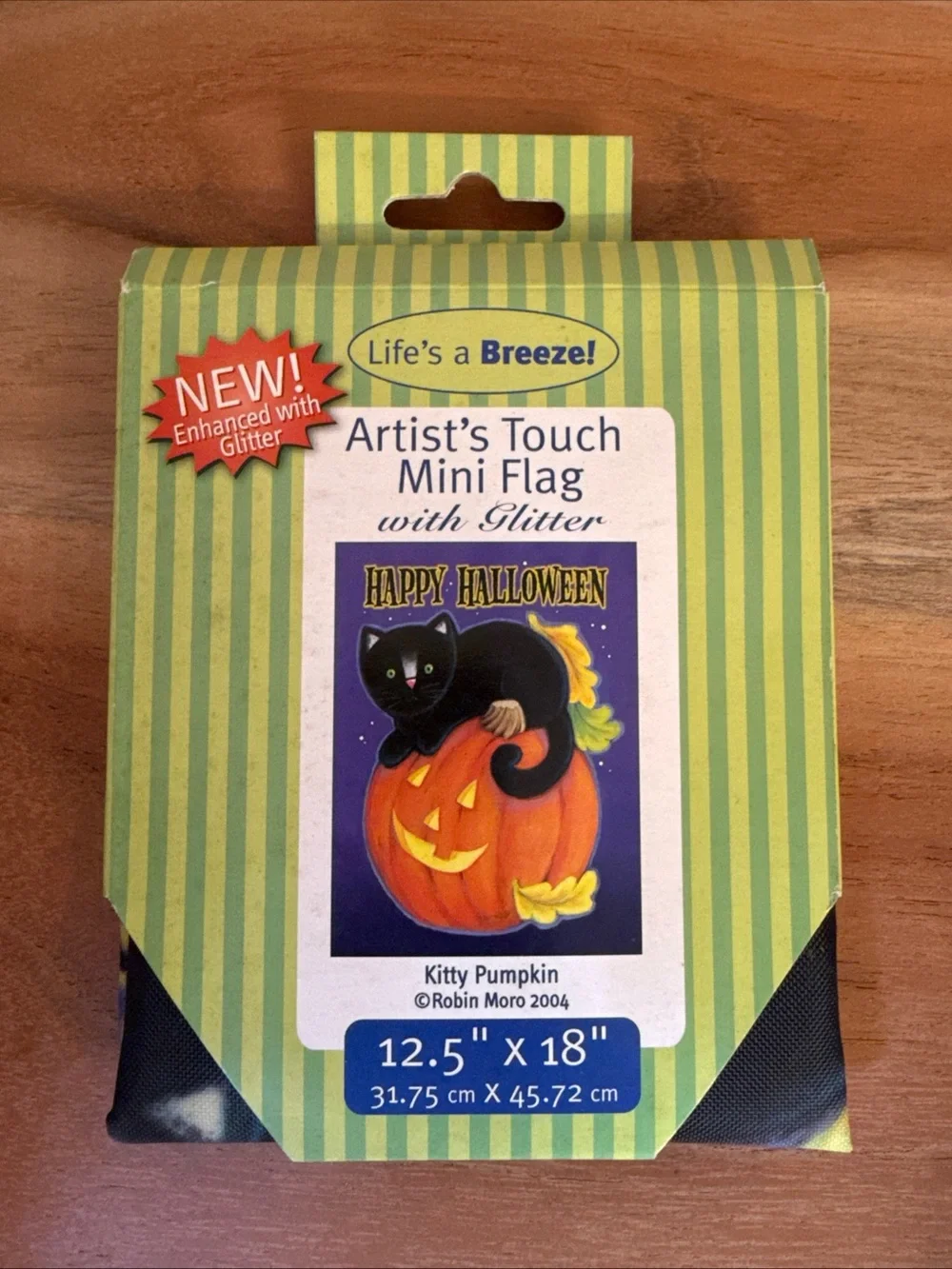 New Lifes A Breeze Kitty Cat Pumpkin Hallowen Flag 12.5